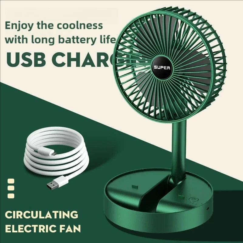 Einziehbarer Ventilator, USB-Aufladung, zusammenklappbar, tragbar, Mini-Elektroventilator, Schlafsaal, Outdoor-Kühlgeräte, verstellbare Heimventilatoren
